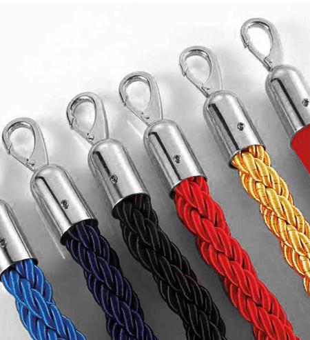 Blue barrier rope, 150 cm, chrome snap shackle